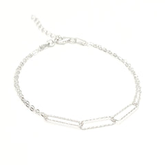 BHAVANI JEWELLERS 925 Italian Starling Silver Paper Clip ROund Chain Adjustable Bracelate | BJ-037