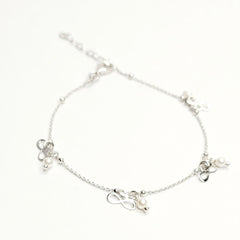 BHAVANI JEWELLERS 925 Italian Starling Silver Pearl Infinity Adjustable Bracelate | BJ-051