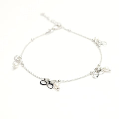 BHAVANI JEWELLERS 925 Italian Starling Silver Pearl Infinity Adjustable Bracelate | BJ-051