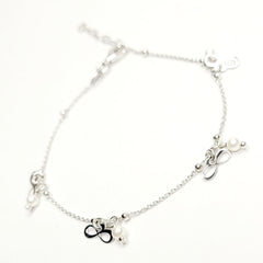 BHAVANI JEWELLERS 925 Italian Starling Silver Pearl Infinity Adjustable Bracelate | BJ-051