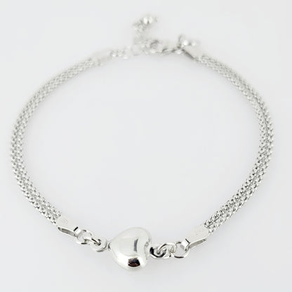 BHAVANI JEWELLERS 925 Italian Starling Silver Heart Charm Bracelate | BJ-062