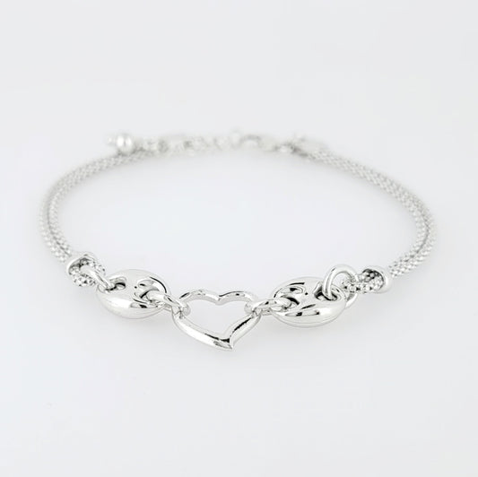 BHAVANI JEWELLERS 925 Italian Starling Silver Heart Bracelate | BJ-055