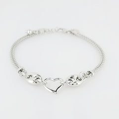 BHAVANI JEWELLERS 925 Italian Starling Silver Heart Bracelate | BJ-055