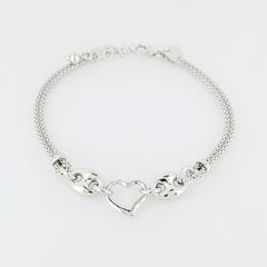 BHAVANI JEWELLERS 925 Italian Starling Silver Heart Bracelate | BJ-055
