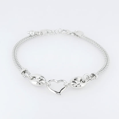 BHAVANI JEWELLERS 925 Italian Starling Silver Heart Bracelate | BJ-055
