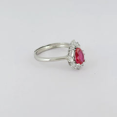 BHAVANI JEWELLERS 925 Italian Starling Silver Pear Cut Ruby Adjustable Ring | BJ-LR-07
