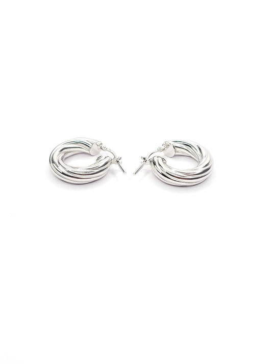 BHAVANI JEWELLERS 925 Italian Starling Silver Solid Silver Twisted Hoop Earring | BJ-ER-011