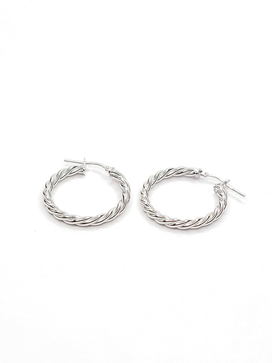 BHAVANI JEWELLERS 925 Italian Starling Silver Medium Twisted Hoop Earring | BJ-ER-09