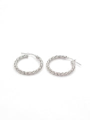 BHAVANI JEWELLERS 925 Italian Starling Silver Medium Twisted Hoop Earring | BJ-ER-09