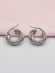 BHAVANI JEWELLERS 925 Italian Starling Silver Solid Silver Twisted Hoop Earring | BJ-ER-011