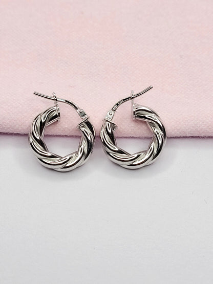 BHAVANI JEWELLERS 925 Italian Starling Silver Chunky Hoop Earring | BJ-ER-010