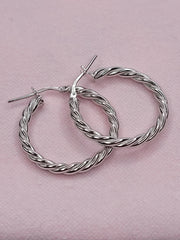 BHAVANI JEWELLERS 925 Italian Starling Silver Medium Twisted Hoop Earring | BJ-ER-09