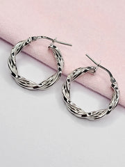 BHAVANI JEWELLERS 925 Italian Starling Silver Spiral Hoop Earring | BJ-ER-016