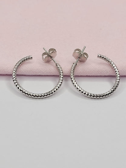 BHAVANI JEWELLERS 925 Italian Starling Silver Laser Cut Hoop Earring | BJ-ER-017