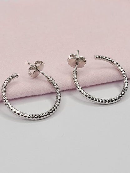 BHAVANI JEWELLERS 925 Italian Starling Silver Laser Cut Hoop Earring | BJ-ER-017
