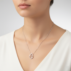 925 Sterling Silver Open Pear Floating Diamond Necklace Elegant Pendant Necklace for Women Minimalist Jewelry Gift Hypoallergenic & Timeless Design | Gifts for Women & Girls & Girlfriend |Wedding and Christmas Gifts | BJ-016