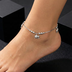 925 Starling Silver Elephant Charm Anklet with Bead Detailing | Adjustable Anklet for Women &amp; Girls | BJAK-0013