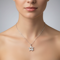 925 Starling Silver Shell & Crystal Star Necklace | Gifts for Women & Girls & Girlfriend |Wedding and Christmas Gifts | BJ-31