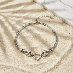 925 Sterling Silver Heart Bracelet, Mesh Chain Design with Heart Charms, Adjustable Length | Gifts for Women & Girls & Girlfriend |Wedding and Christmas Gifts | BJBR-09