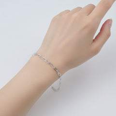 925 Sterling Silver Paper Clip Chain Bracelet, Delicate Link Design, Adjustable Length, Dainty Jewelry for Women | Gifts for Girlfriend, Gifts for Women & Girls | BJBR-042