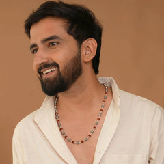 Silver Rudraksha Round Bead Mala | Handcrafted Spiritual Jewellery | BJRDXMLA-07