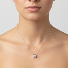 925 Starling Silver Single Stone Solitaire Square Necklace Elegant Square Pendant for Women, Gifting For Valantine's # Birthday # Engagement # Wading | valentine's day gifts BIS Hallmarking Certifide Jewellery | BJ-08