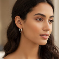 925 Sterling Silver Crescent Moon Hoop Earrings, Diamond Cut Textured Design, Jewelry for Women | Gifts for Women & Girls & Girlfriend |Wedding and Christmas Gifts | BJER-017