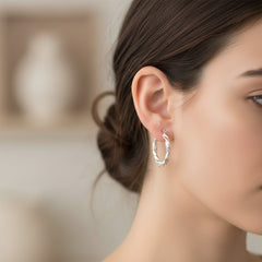 925 Sterling Silver Twisted Hoop Earrings, Classic Round Design, Hinged Closure, Jewelry for Women | Gifts for Women & Girls & Girlfriend |Wedding and Christmas Gifts | BJER-016