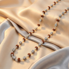 Premium Handcrafted Silver and Rudraksha Bead Mala - Designer 925 Ethnic Mala | BJRDXMLA-011