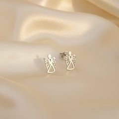 925 Sterling Silver Angel Stud Earrings, Filigree Design, Religious Theme, Spiritual Jewelry | Gifts for Women & Girls & Girlfriend |Wedding and Christmas Gifts | BJER-021