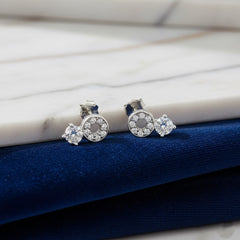 925 Sterling Silver Circle and Solitaire Crystal Stud Earrings, Elegant Women's Jewelry with Pave Setting | Gifts for Women & Girls & Girlfriend |Wedding and Christmas Gifts | BJER-022