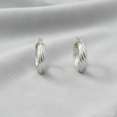 925 Sterling Silver Twisted Hoop Earrings, Wide Crescent Shape, Textured Design, | Gifts for Women & Girls & Girlfriend |Wedding and Christmas Gifts | BJER-011