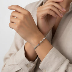 925 Sterling Silver Chain Bracelet, Twisted Rope Design, Beaded Ball Ends, Jewelry for Women | Gifts for Women & Girls & Girlfriend |Wedding and Christmas Gifts | BJBR-06