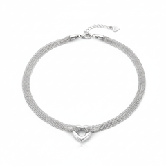 925 Sterling Silver Multi-Layer Anklet Heart Pendant Anklet for Women | Adjustable Lenth | Premium Polished Finish | BJAK-0010
