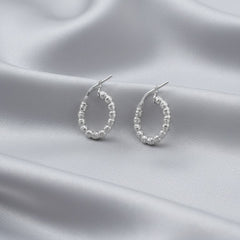 925 Sterling Silver Small Textured Hoop Earrings, Beaded Design, Classic Round Shape, Hinged Closure | Gifts for Women & Girls & Girlfriend |Wedding and Christmas Gifts | BJER-08