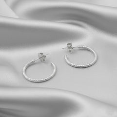 925 Sterling Silver Crescent Moon Hoop Earrings, Diamond Cut Textured Design, Jewelry for Women | Gifts for Women & Girls & Girlfriend |Wedding and Christmas Gifts | BJER-017