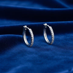 925 Sterling Silver Cubic Zirconia Huggie Hoop Earrings, Small Crystal Encrusted Hoops, Jewelry for Women | Gifts for Women & Girls & Girlfriend |Wedding and Christmas Gifts | BJER-019