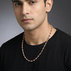 Silver Rudraksha Mala for Men - Handcrafted Traditional Silver Bead Chain | BJRDXMLA-010