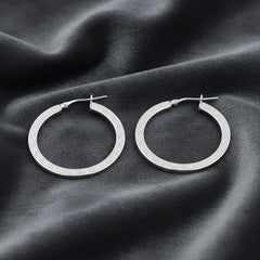 925 Sterling Silver Greek Key Pattern Hoop Earrings, Classic Round Design, Textured Finish, Hinged Closure | Gifts for Women & Girls & Girlfriend |Wedding and Christmas Gifts | BJER-013