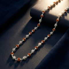 Premium Handcrafted Silver and Rudraksha Bead Mala - Designer 925 Ethnic Mala | BJRDXMLA-011