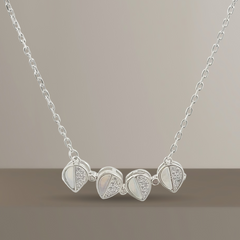 925 Sterling Silver Four-Leaf Clover Necklace, Crystal Rhinestone Pendant, Chain Link Design, Elegant Jewelry | BJ-029
