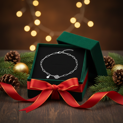 925 Sterling Silver Chain Bracelate with Decorative Charms, Paperclip Link Design, Adjustable Length | Gifts for Girlfriend, Gifts for Women &amp; Girls | BJBR-054