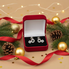 925 Sterling Silver Circle and Solitaire Crystal Stud Earrings, Elegant Women's Jewelry with Pave Setting | Gifts for Women & Girls & Girlfriend |Wedding and Christmas Gifts | BJER-022