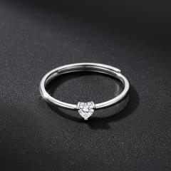 925 Sterling Silver Solitaire Ring with Cubic Zirconia, Elegant Wedding Engagement Band, Classic Minimalist Design | BJLR-0006