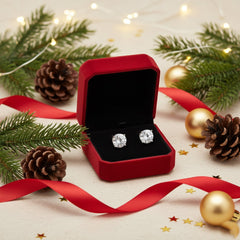 925 Sterling Silver Round Cut Cubic Zirconia Stud Earrings, Classic Solitaire Design, Clear Crystal | Gifts for Women & Girls & Girlfriend |Wedding and Christmas Gifts | BJER-025