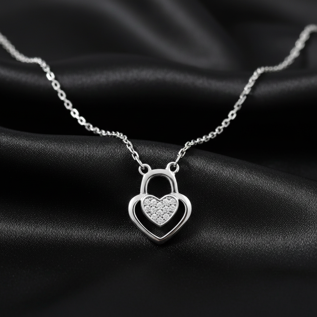 925 Starling Silver Heart Lock Neckalce | Gifts for Women & Girls & Girlfriend |Wedding and Christmas Gifts| BJ-41
