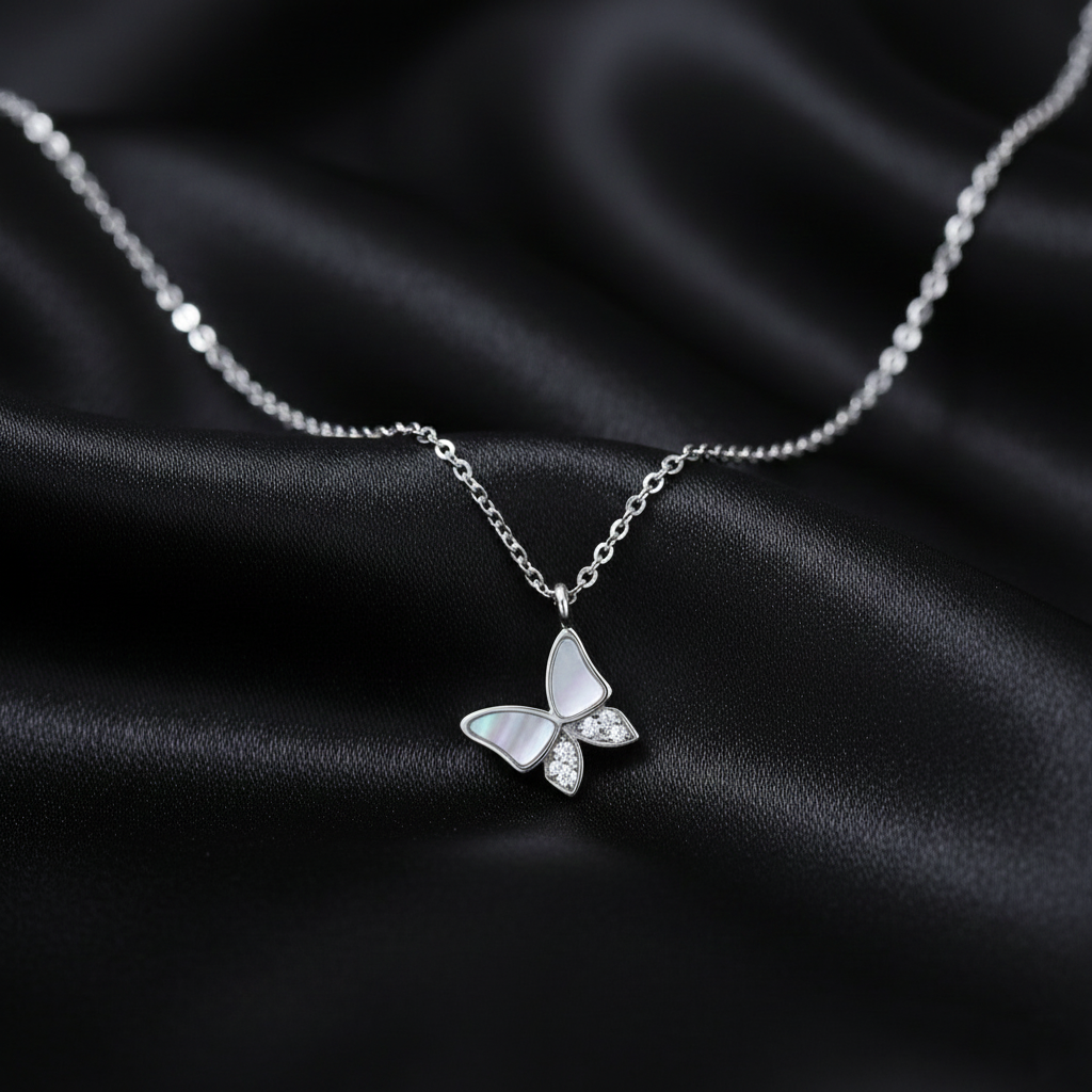 925 Starling Silver Pearl Stone Butterfly Necklace | Gifts for Women & Girls & Girlfriend |Wedding and Christmas Gifts |BJ-27