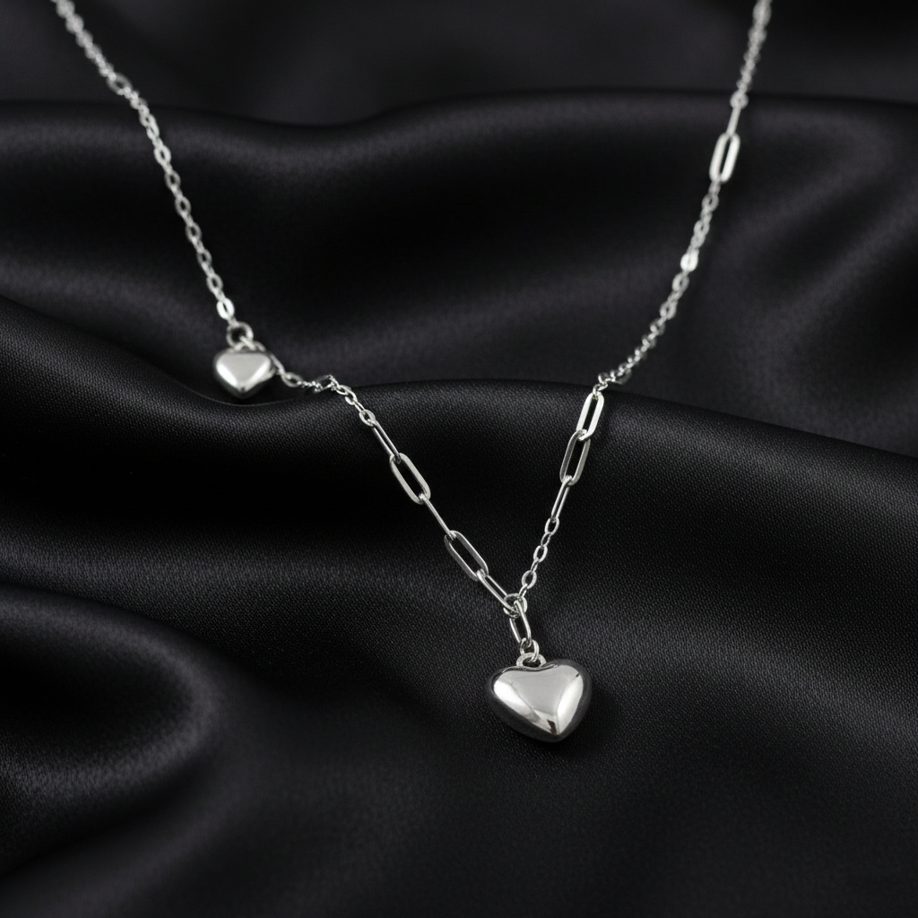 925 Starling Silver Double Heart Necklace | Gifts for Women & Girls & Girlfriend |Wedding and Christmas Gifts | BJ-25