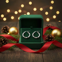 925 Sterling Silver Twisted Hoop Earrings, Classic Round Design, Hinged Closure, Jewelry for Women | Gifts for Women & Girls & Girlfriend |Wedding and Christmas Gifts | BJER-016