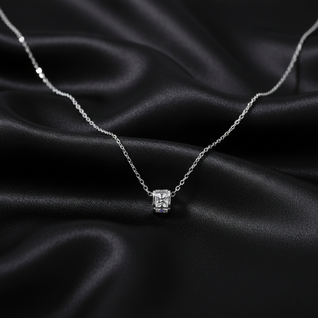 925 Starling Silver Women's Rotatable White Pendant Necklace Elegant and Versatile Jewelry with Adjustable Chain, Durable White-Plated Pendant for Special Occasions | Gifts for Women & Girls & Girlfriend |Wedding and Christmas Gifts | BJ-05